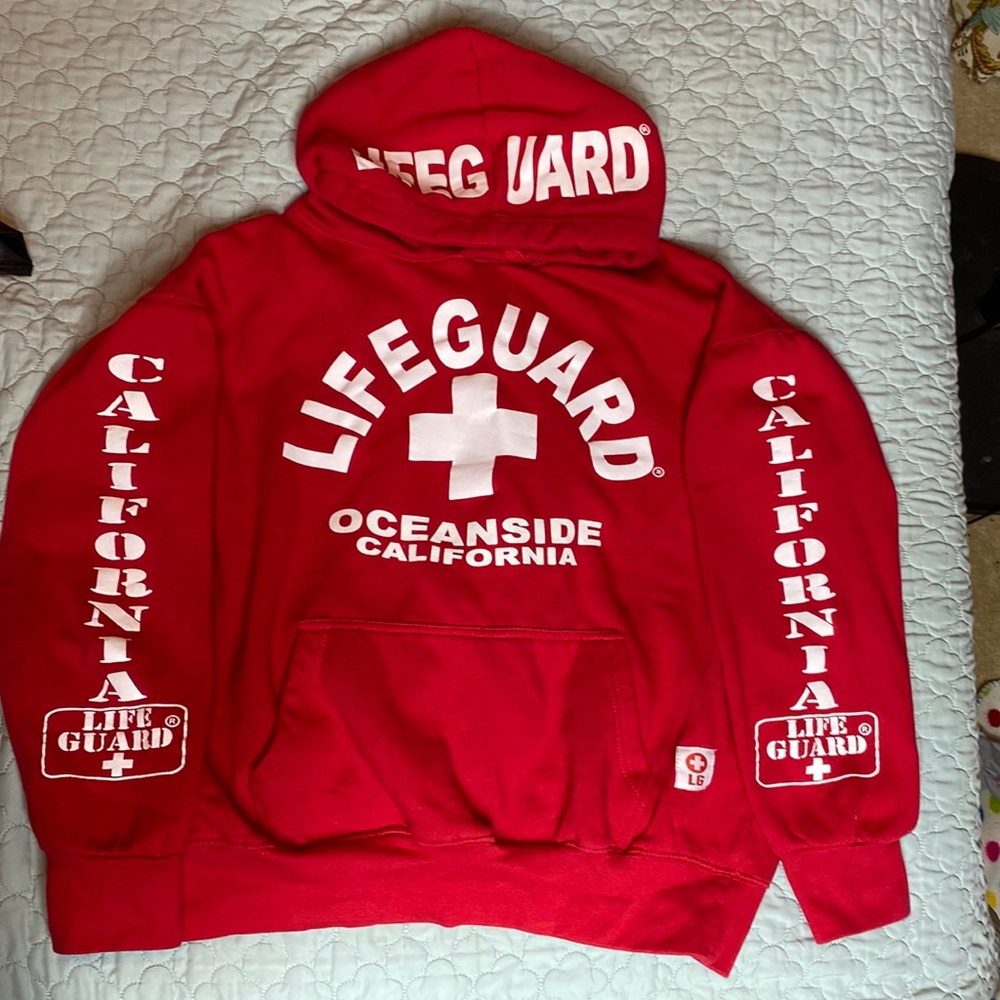 red lifeguard hoodie